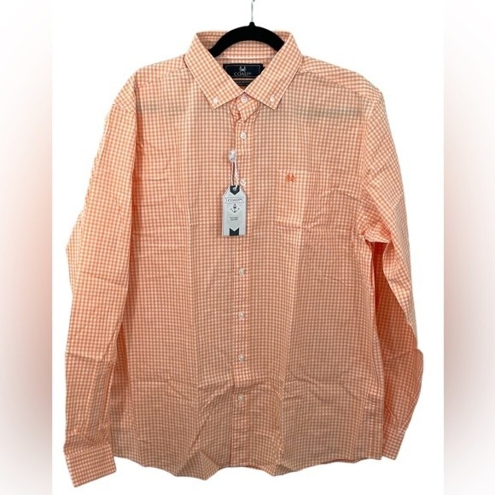 NWT Coast Men's Orange The Marlin Buttondown Long Sleeve Button Down Shirt LARGE